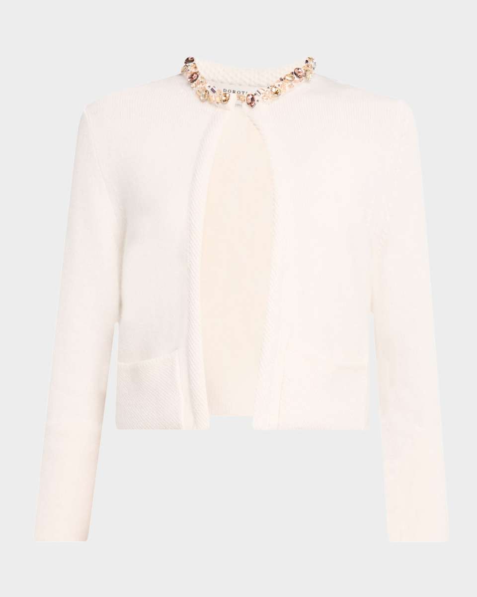 Sparkling Luxury Bead & Crystal-Trim Cardigan